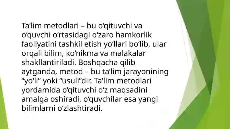 Ta’lim Metodlari va Vazifalari 2