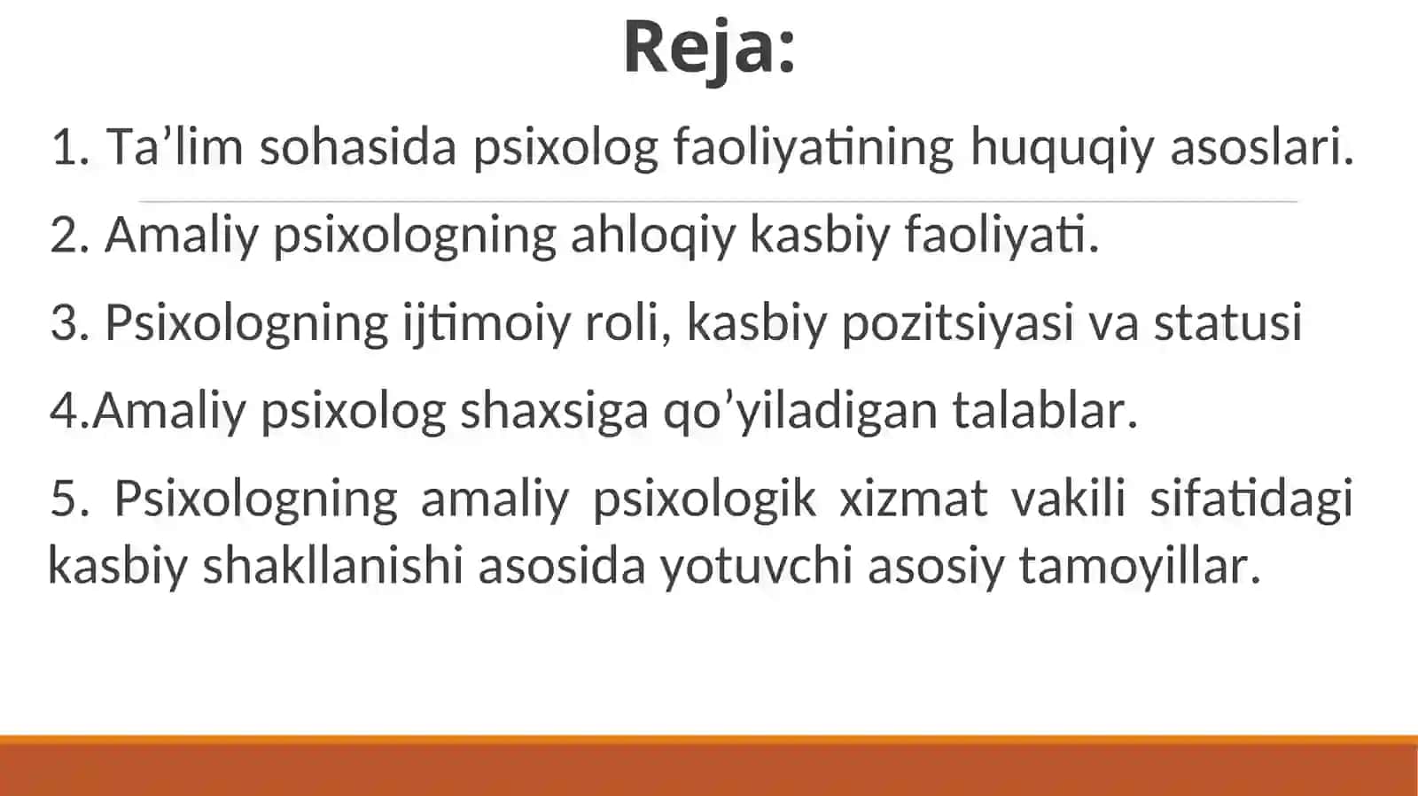 Ta’lim sohasidagi psixologning burchi va majburiyatlari:ishning axloqiy tamoyillari 2