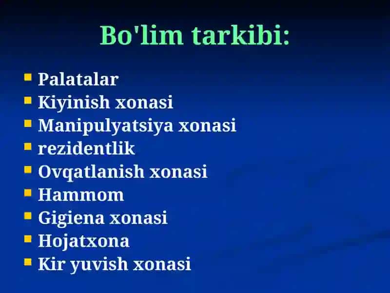 Jarrohlik boʻlimi ish tartibi 2