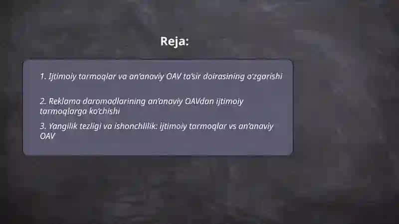 An’anaviy OAV o’rnini ijtimoiy tarmoqlar egallashi 2