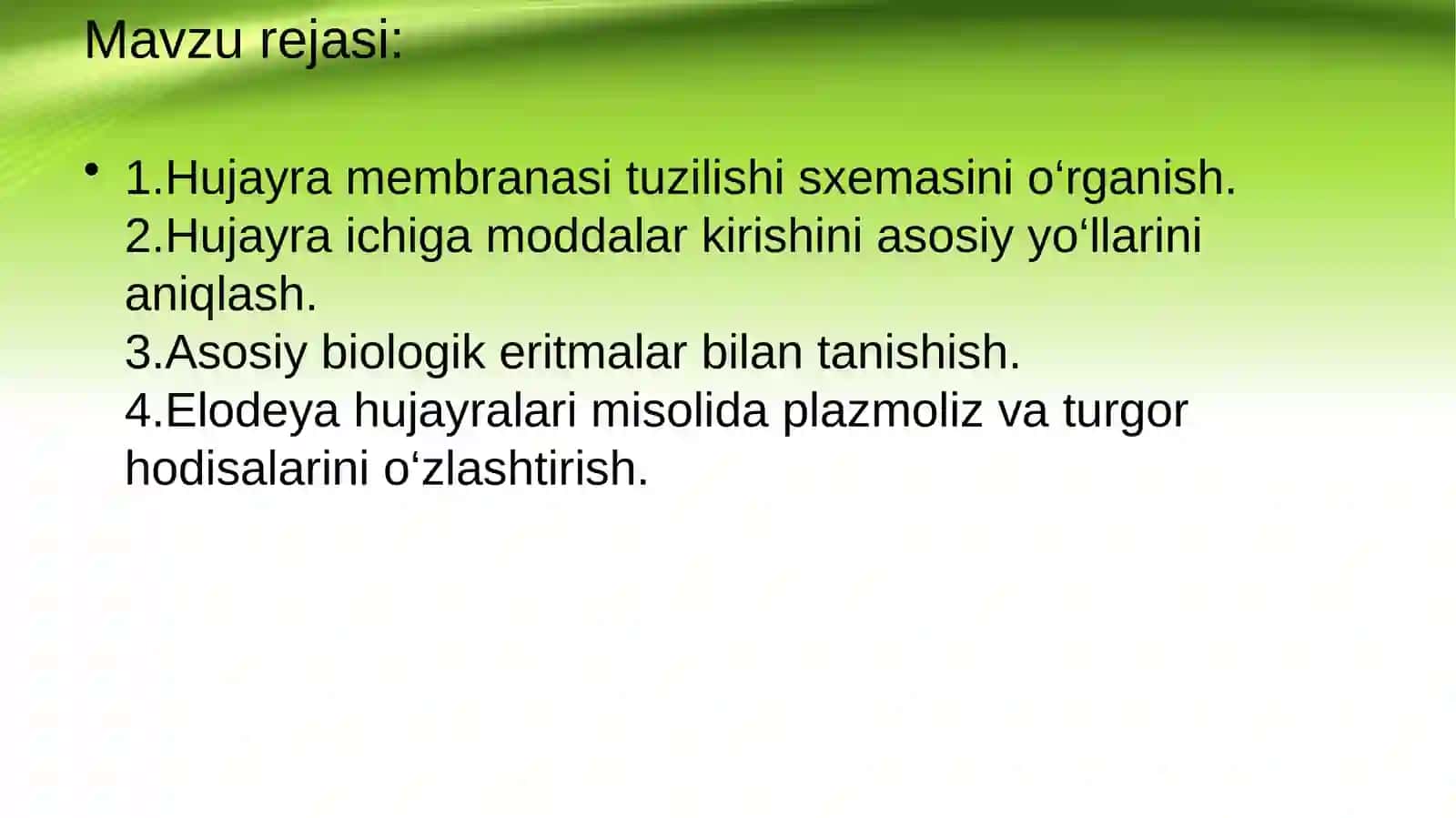 Hujayra membranasi, uning nozik tuzilishi va hujayraga moddalarning kirishi 2
