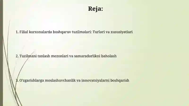 Filial korxonalarda boshqaruv tuzilmalari 2
