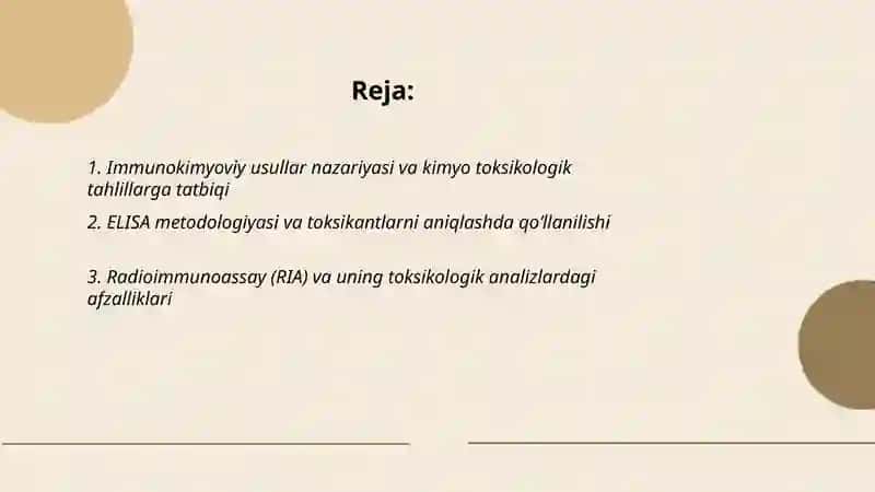 Kimyo toksikologik tahlillarda immunokimyoviy tahlil usullarini qoʻllash 2