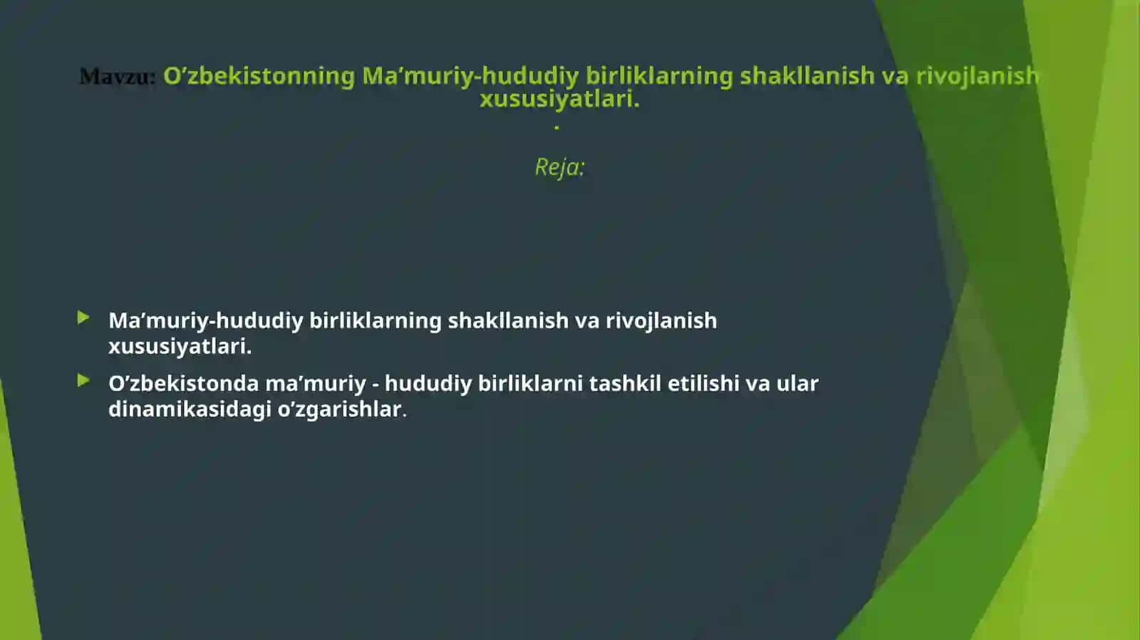 O’zbеkistоnning Mа’muriy-hududiy birliklаrning shаkllаnish vа rivоjlаnish xususiyatlаri 2