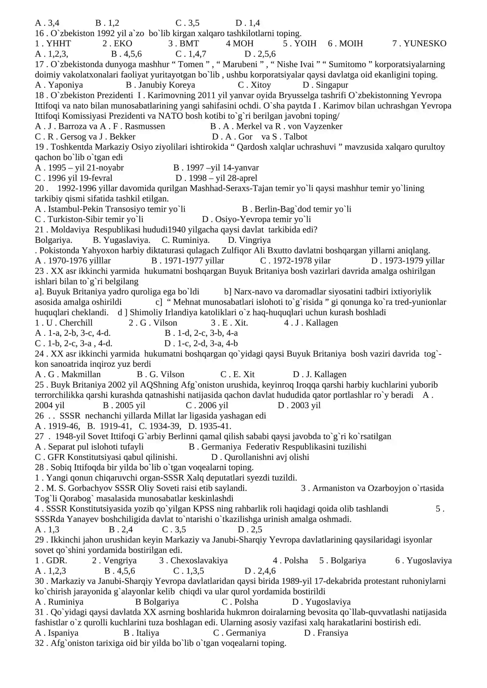 Markaziy Osiyo va Qozog`iston davlat boshliqlarining uchrashuvi 2