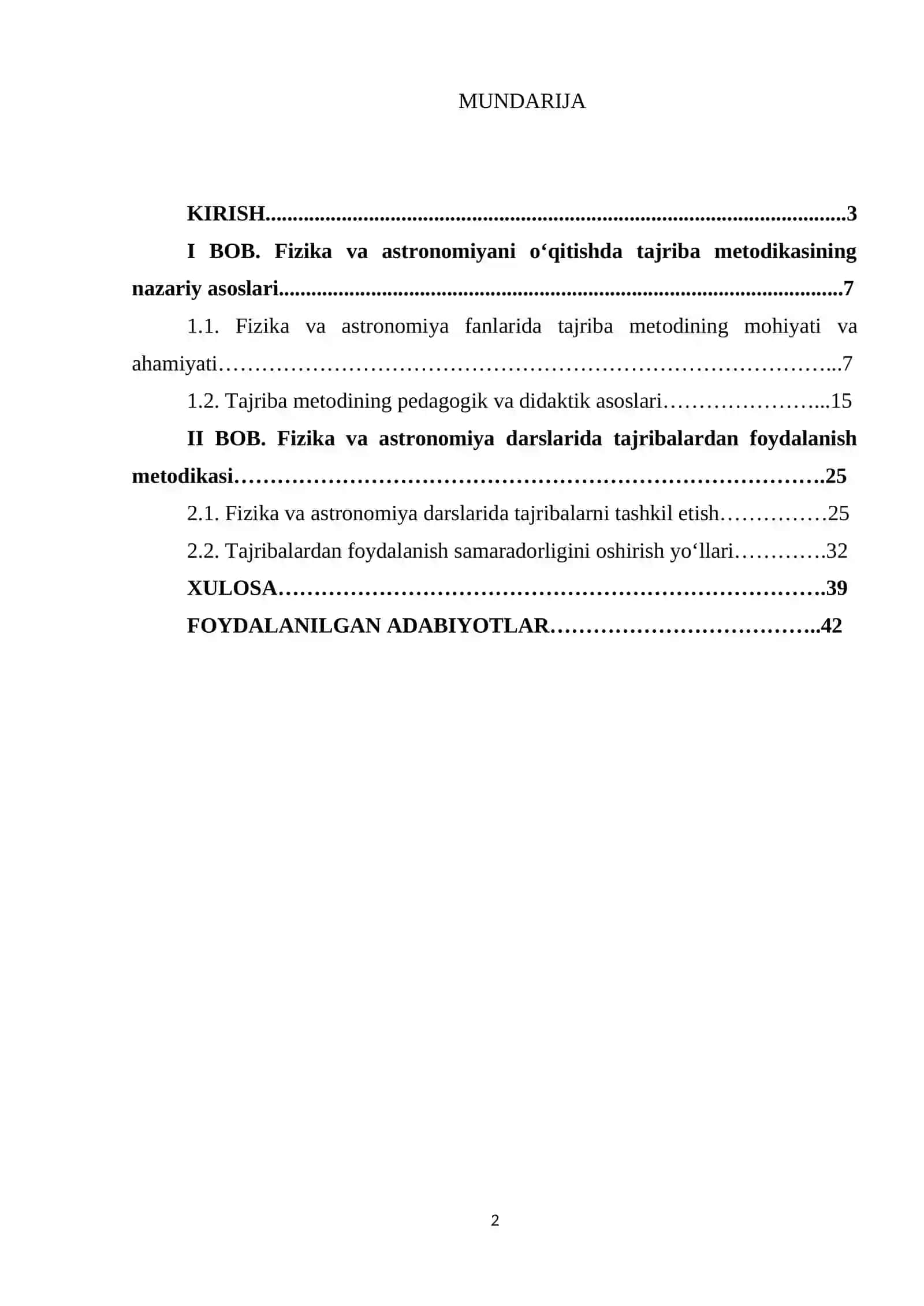 FIZIKA VA ASTRONOMIYANI O`TISHDA TAJRIBA FANLARIDA FOYDALANISH METODIKASI 2