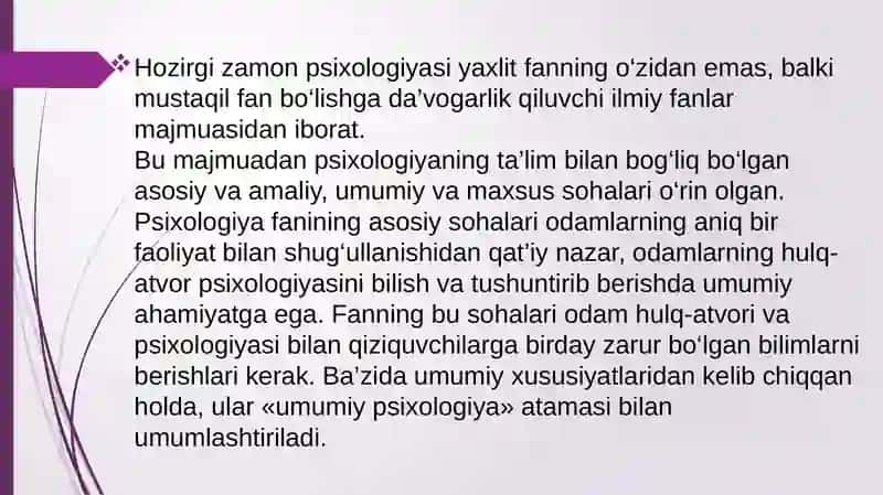 Psixika haqida tushuncha. Kuzatish, suhbat, inson faoliyati mahsulini tahlil qilish psixologiyaning 2