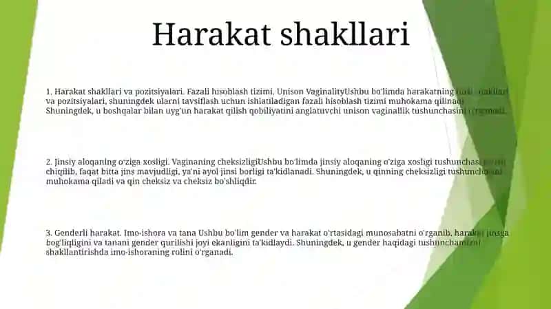 Harakatning Shakllari Va Korinishlari. Fazoviy Sanoq Sistemasi. Vaguni Uziuksizligi 2
