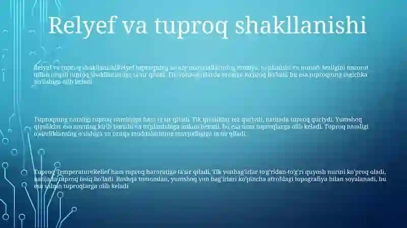Tuproq Hosil BoʻLishida Relyefning Ahamiyati 2