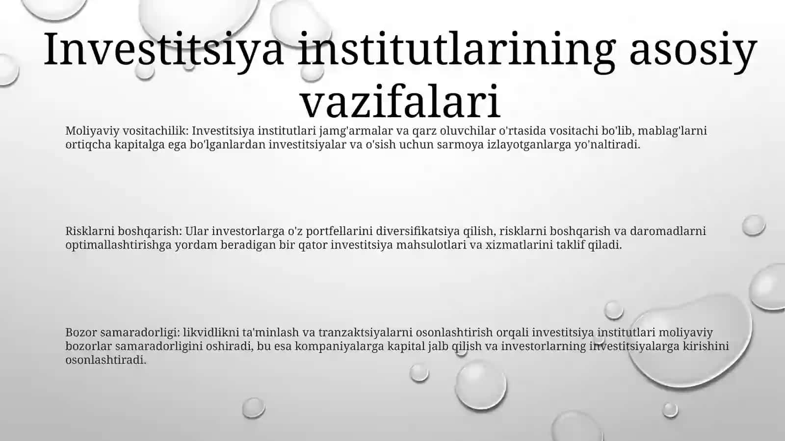Investitsiya Institutlarining Moliya Bozoridagi Faoliyati 2