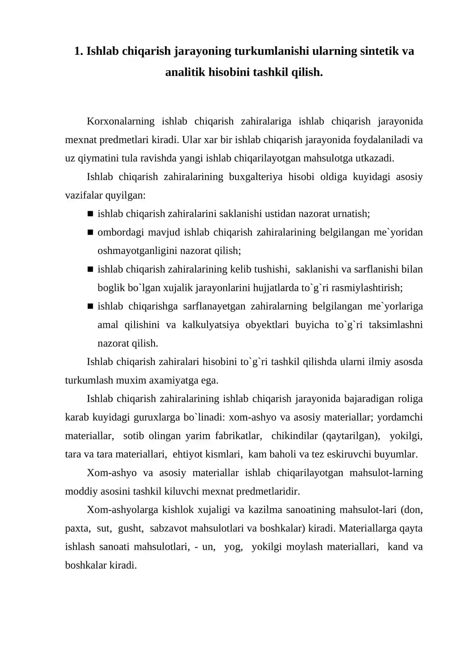 Ishlab chiqarish jarayonining hisobi 2
