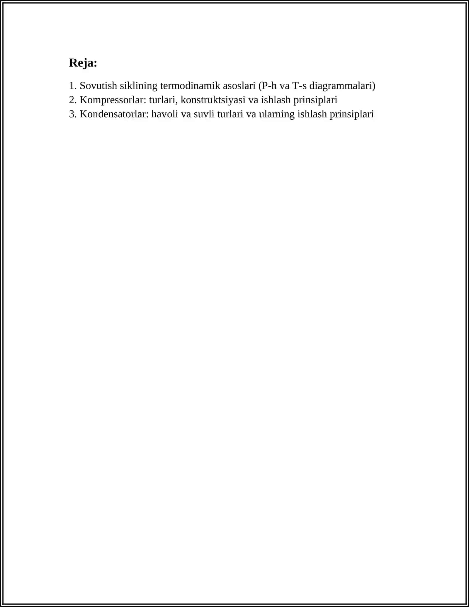 Sovutish siklining termodinamik asoslari (P-h va T-s diagrammalari) 2