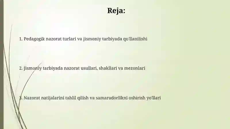 Pedagogik nazoratning turlari va jismoniy tarbiyada qoʻllanishi 2