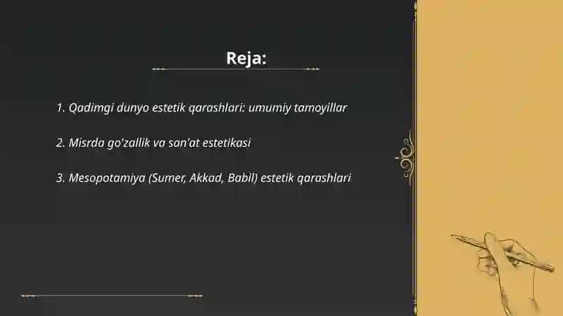 Qadimgi dunyo xalqlarining estetik qarashlari 2