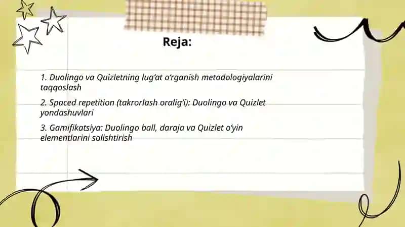 Duolingo va Quizletni solishtirish: Lug‘at (so‘z boyligi) o‘rganishda amaliy qo‘llanilishi 2