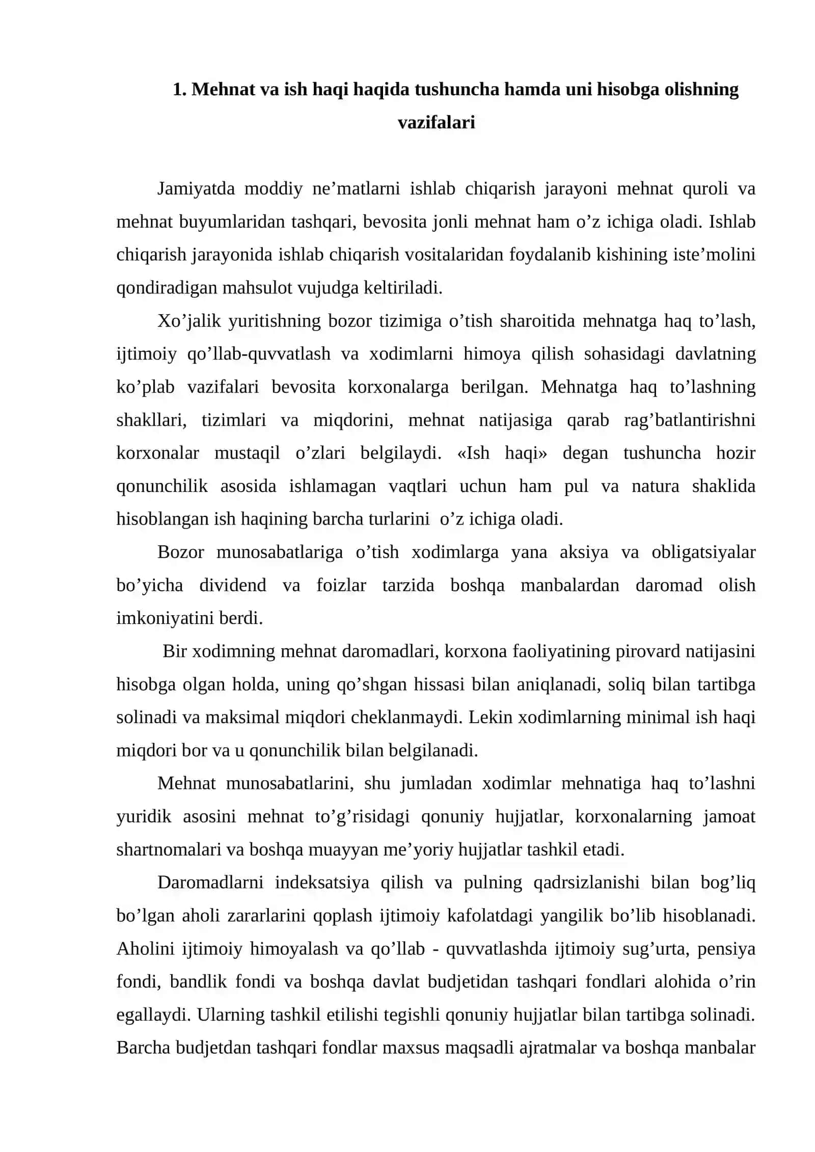 Mehnat va unga haq to’lash hisobi 2