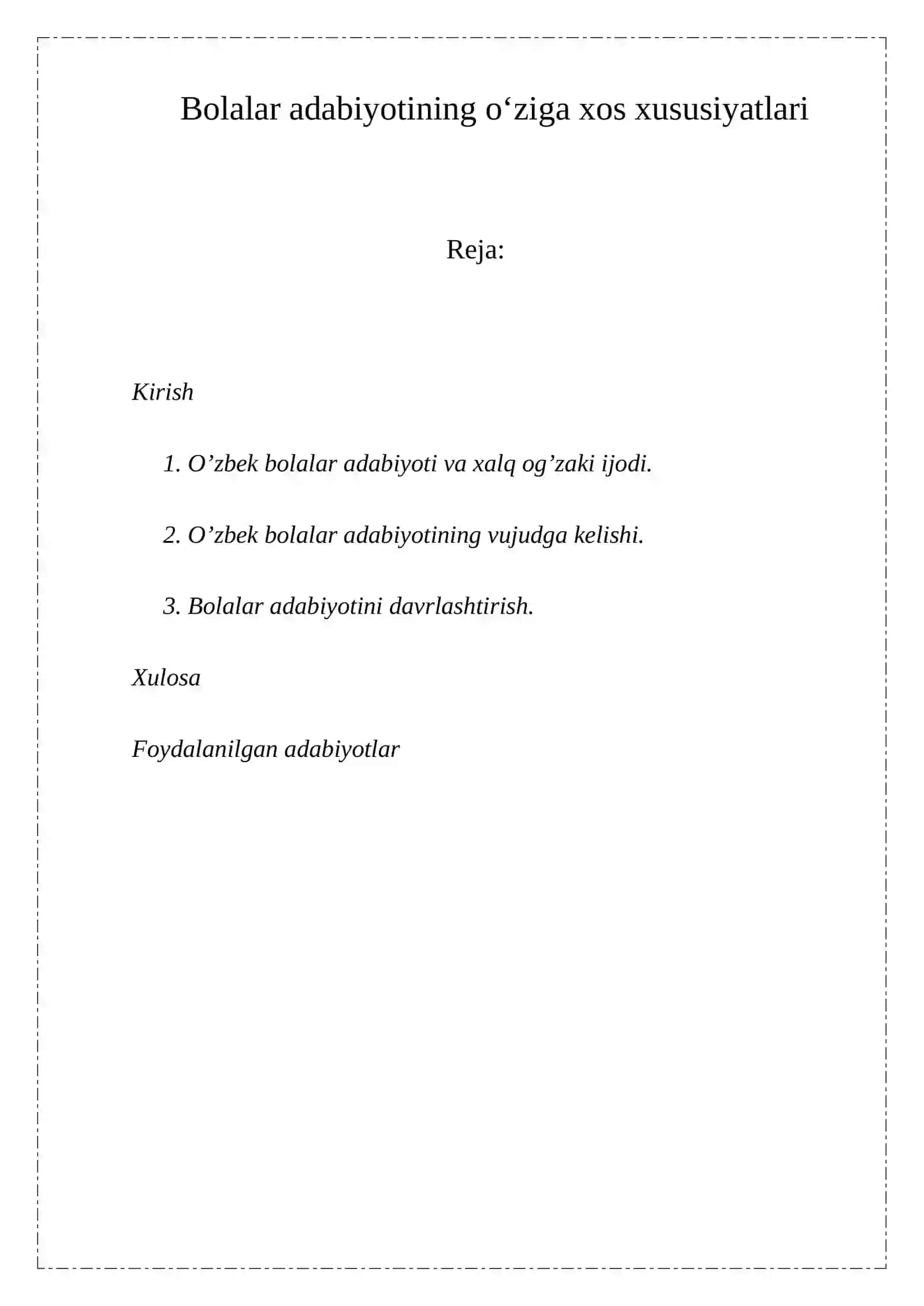 Bolalar adabiyotining oʻziga xos xususiyatlari 2