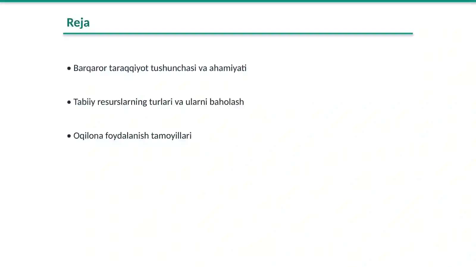 Barqaror taraqqiyot va tabiiy resurslardan oqilona foydalanish glabal muommolar yichimi 2