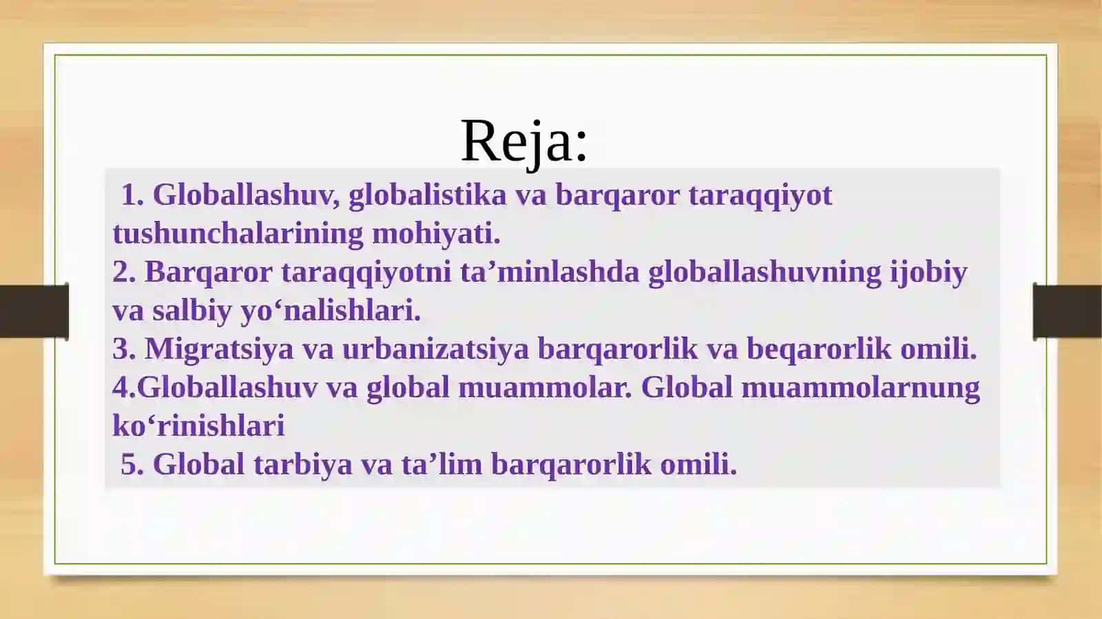 Globallashuv va Barqaror Taraqqiyot 2