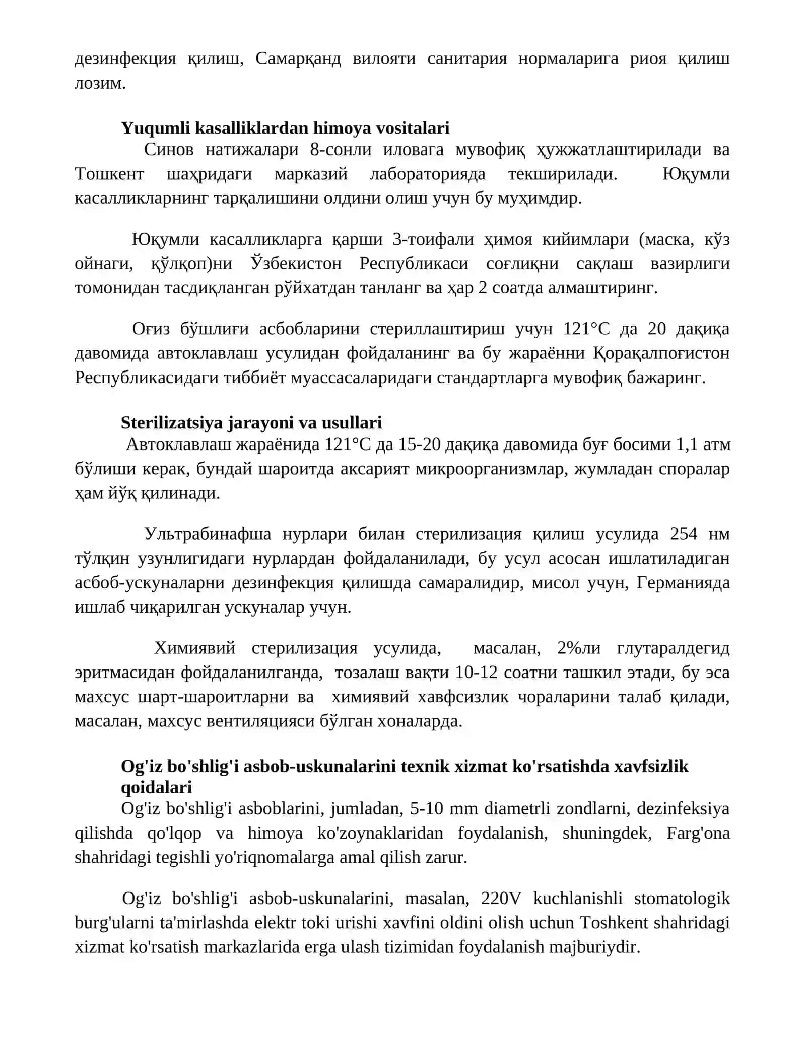 Ogʻiz jihozlariga texnik xizmat koʻrsatish xavfsizligi qoidalari va ehtiyot choralari 2