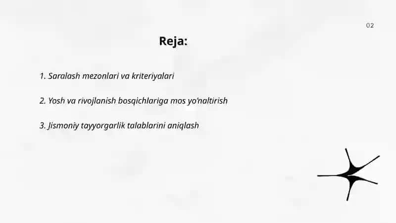 Badiiy gimnastikaga yo’naltirish va saralash 2