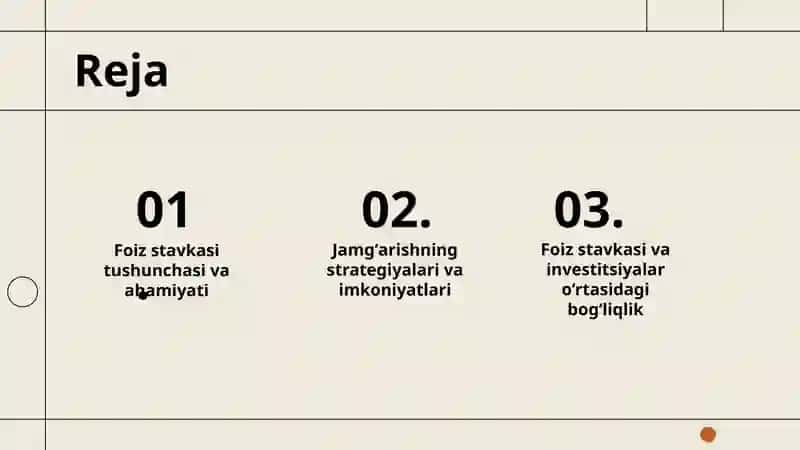 Foiz stavkasi va jamgʻarish 2