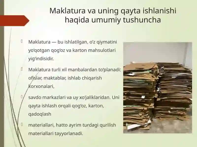 Maklatura asosida olinadigan materiallar 2