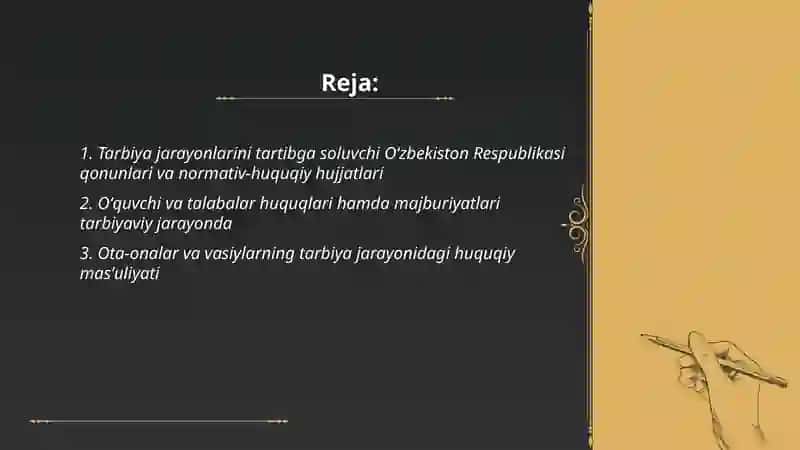 Tarbiya jarayonlarining huquqiy asoslari 2