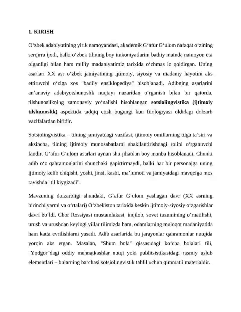 G‘AFUR G‘ULOM ASARLARI TILINING SOTSIOLINGVISTIK TAHLILI 2