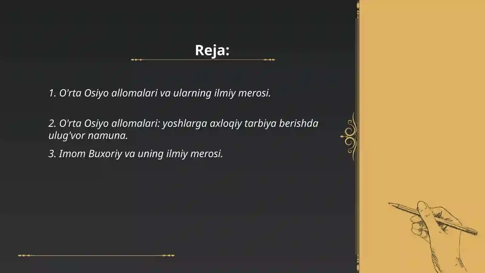 Yuksak manaviyatli yoshlarni tarbiyalashda oʻrta osiyo allomalari ilmiy merosining oʻrni(allomlarning ilmiy faolyatini misolida) 2