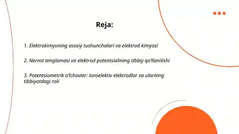 9 Elektrokimyo - tibbiyotda elektrodiagnostikaning asosi 2