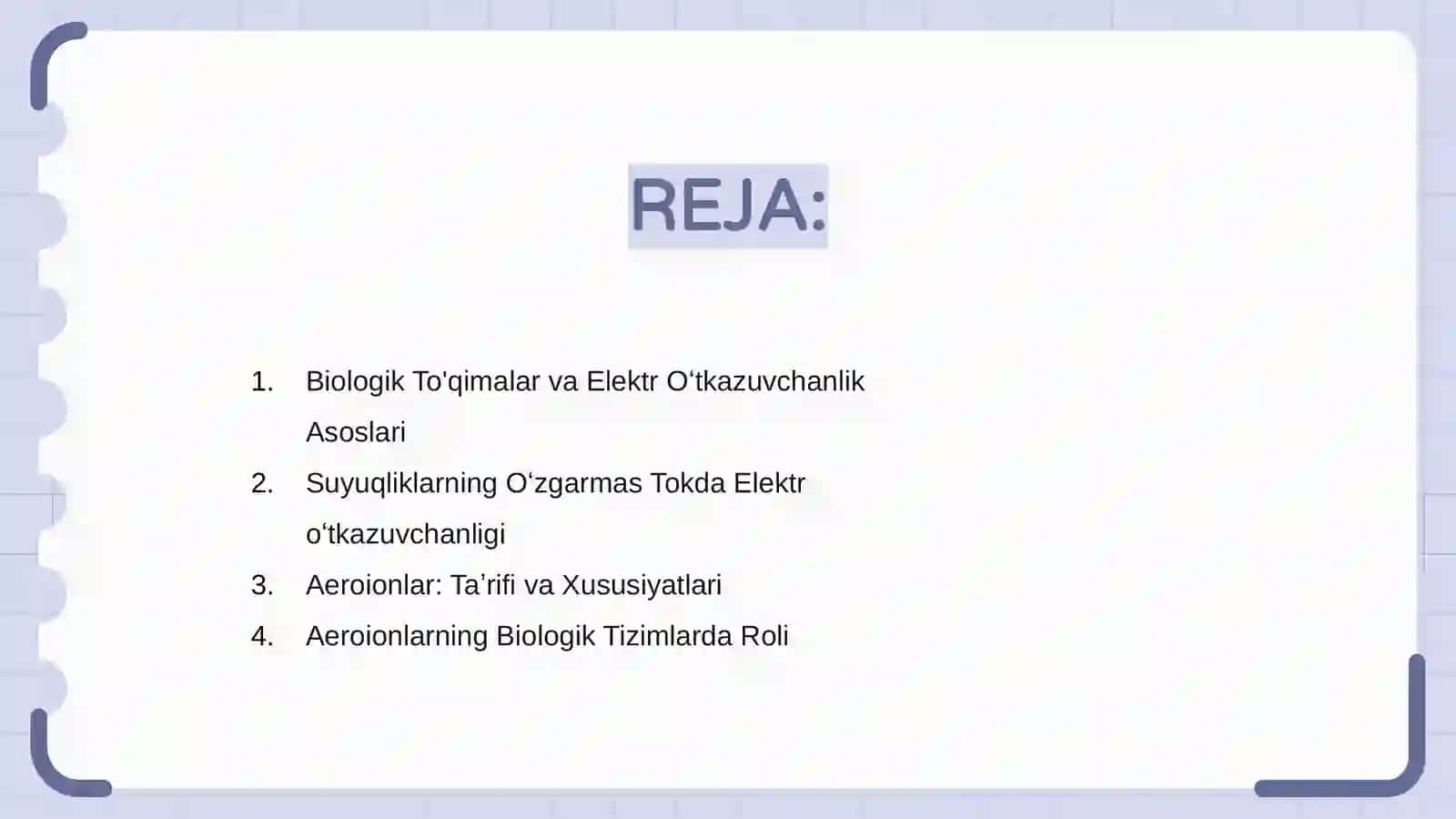 Biologik To'qimalar va Elektr O'tkazuvchanlik Asoslari 2