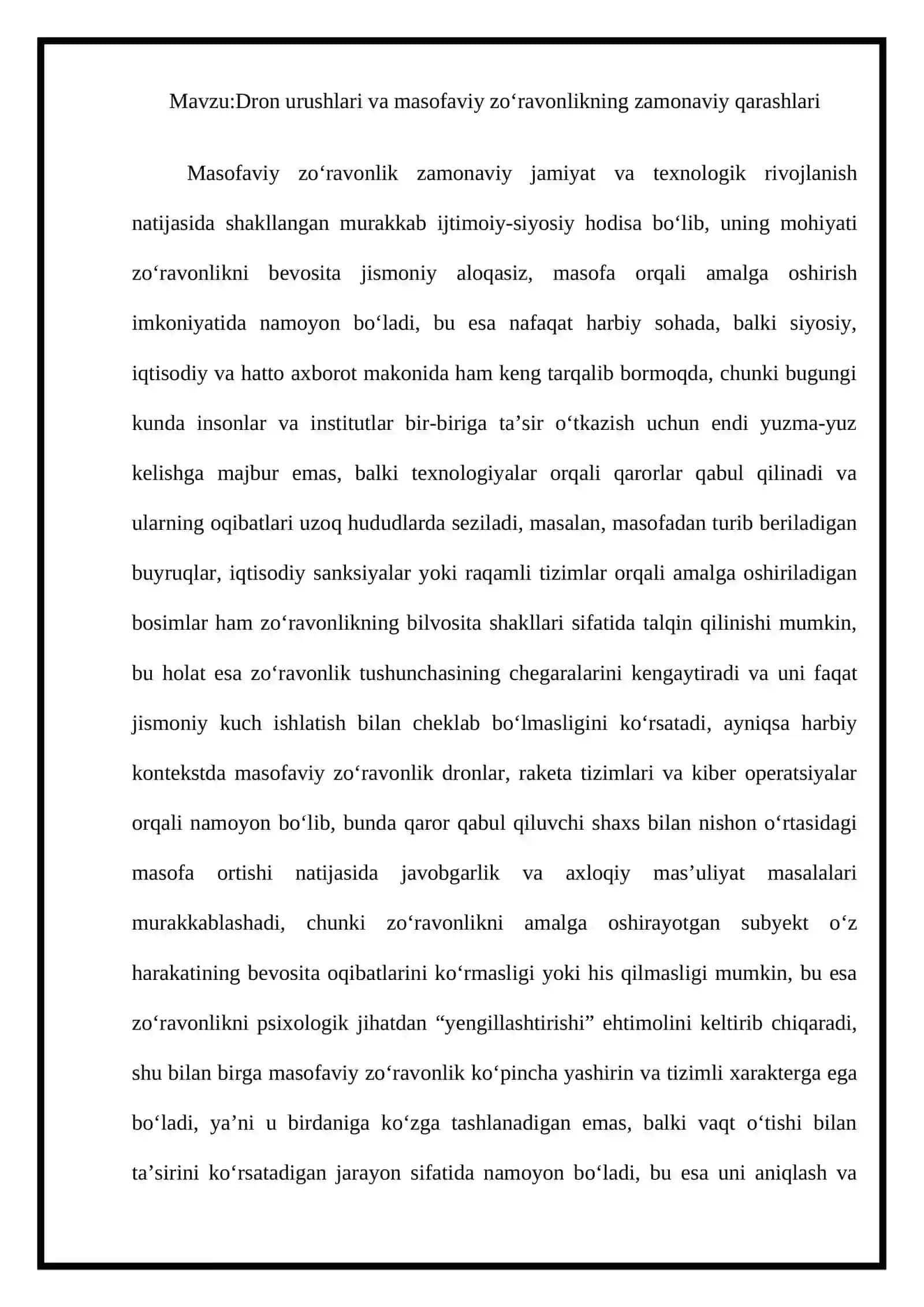 dron urushlari masofaviy zo'ravonlik rivojlanish ESSE 2