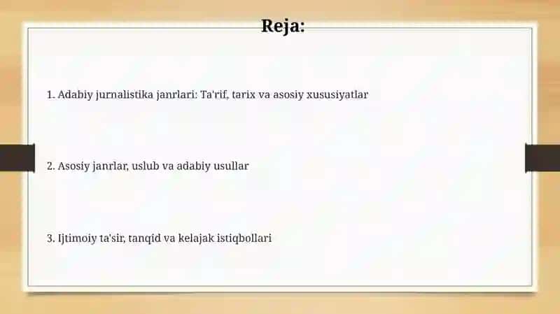 Badiiy publisistik janrlar 2