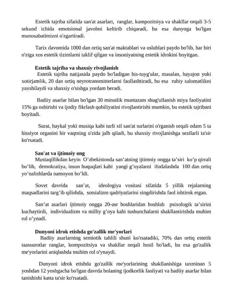 Dunyoni estetik idrok etishda badiiy asarlarning ahamiyati 2