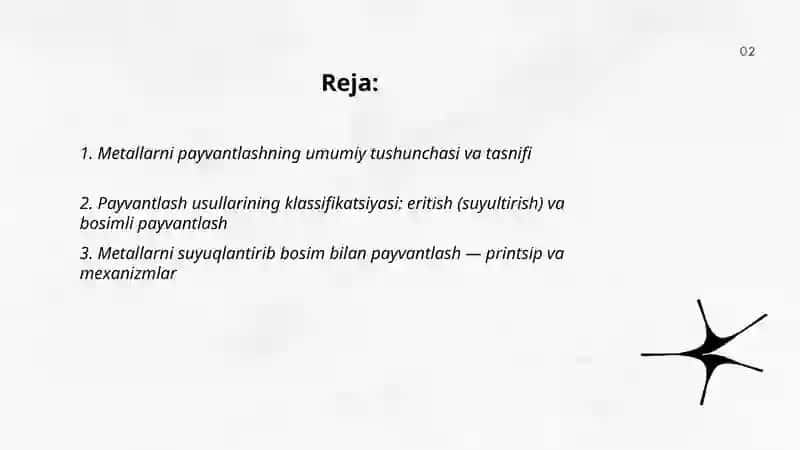Metallarni payvantlash va ularning tasnifi 2