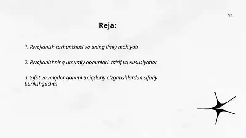 Rivojlanishning umumiy qonunlari va kategoriyalari 2