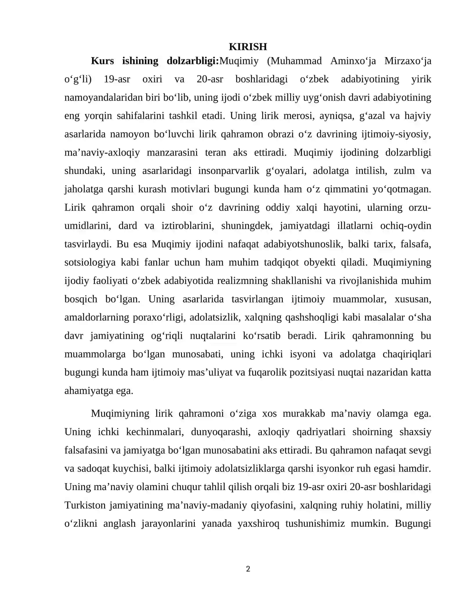 MUQIMIYNING LIRIK QAHRAMONI VA UNING MAʼNAVIY OLAMI 2