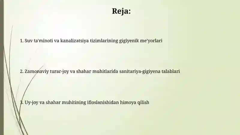 Zamonaviy turar-joylar va shaharlardagi yashash mavzelariga bo'lgan gigiyenik talablar 2