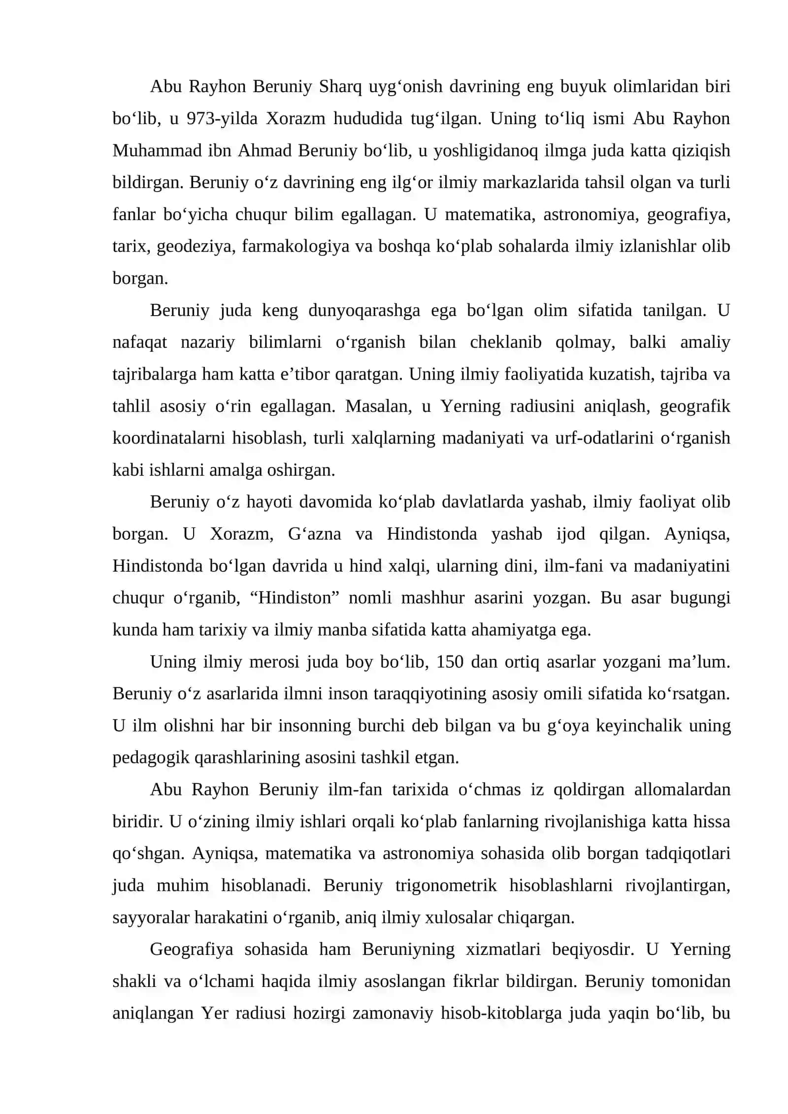 ABU RAYHON BERUNIYNING PEDAGOGIK QARASHLARI 2
