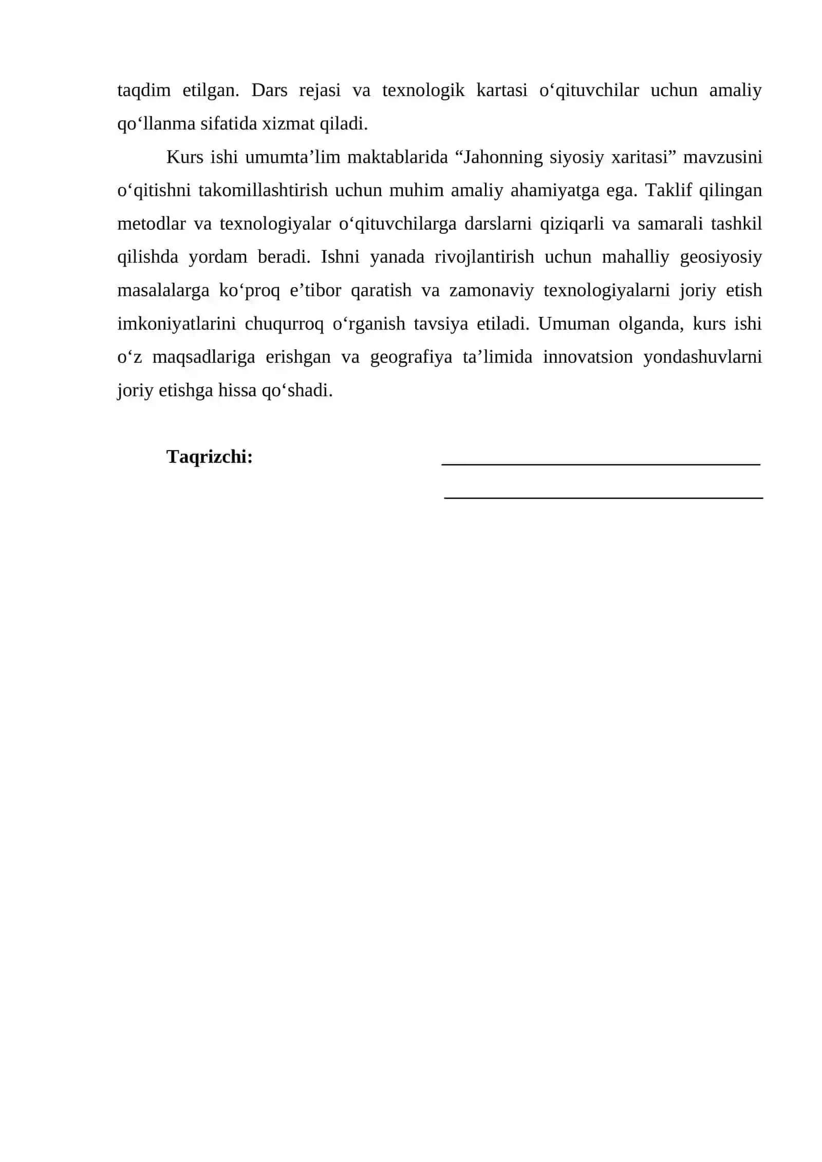"Jahon ijtimoiy-iqtisodiy geografiyasi kursida ‘Jahonning siyosiy xaritasi’ mavzusini o‘rganish metodikasi" 2