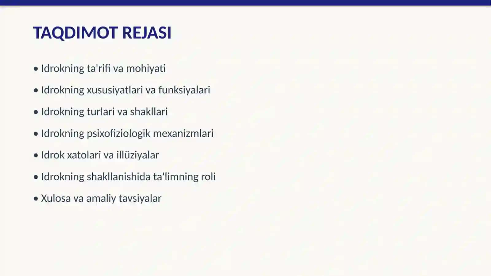 Idrok haqida Tushuncha 2