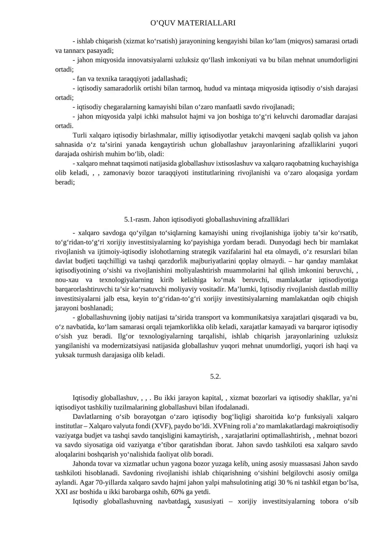 JAHON IQTISODIYOTI GLOBALLASHUVI MUAMMOLARINING OQIBATLARI VA HAL ETISH YO‘LLARI 2