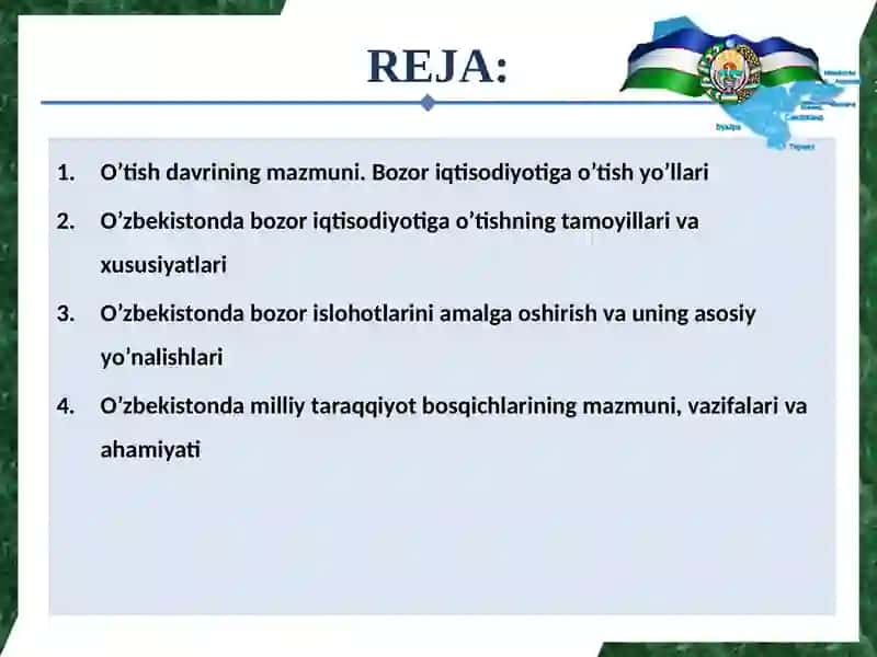 Bozor iqtisodiyotiga  o’tish davri va uning  O’zbekistondagi xususiyatlari 2