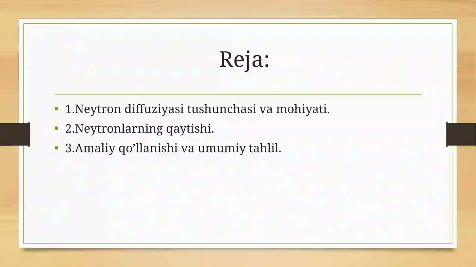 NEYTRON DIFFUZIYASI. NEYTRONLARNING QAYTISHI 2