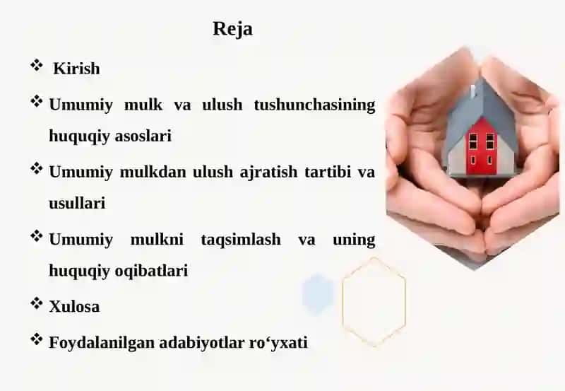 Mulk huquqi va umumiymulk tushunchasi 2