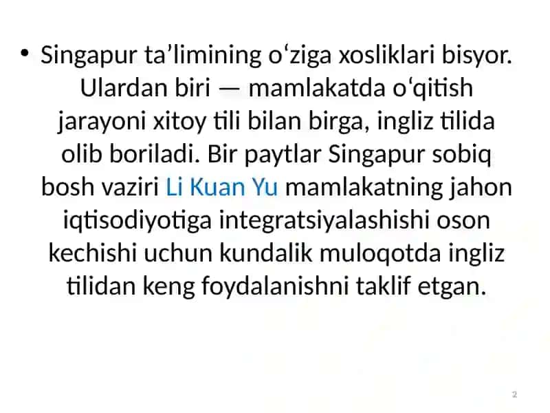 Singapur ta'lim tizimi 2