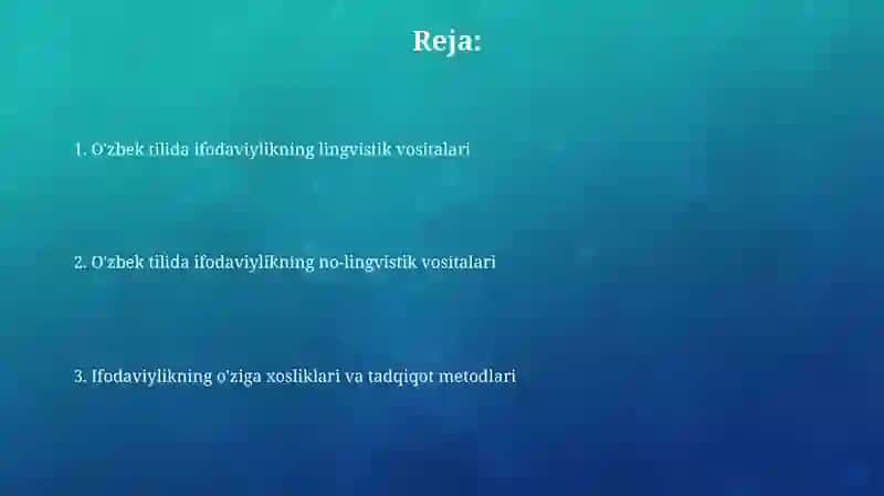 Oʻzbek tilida ifodaviylikning lingvistik vositalari 2