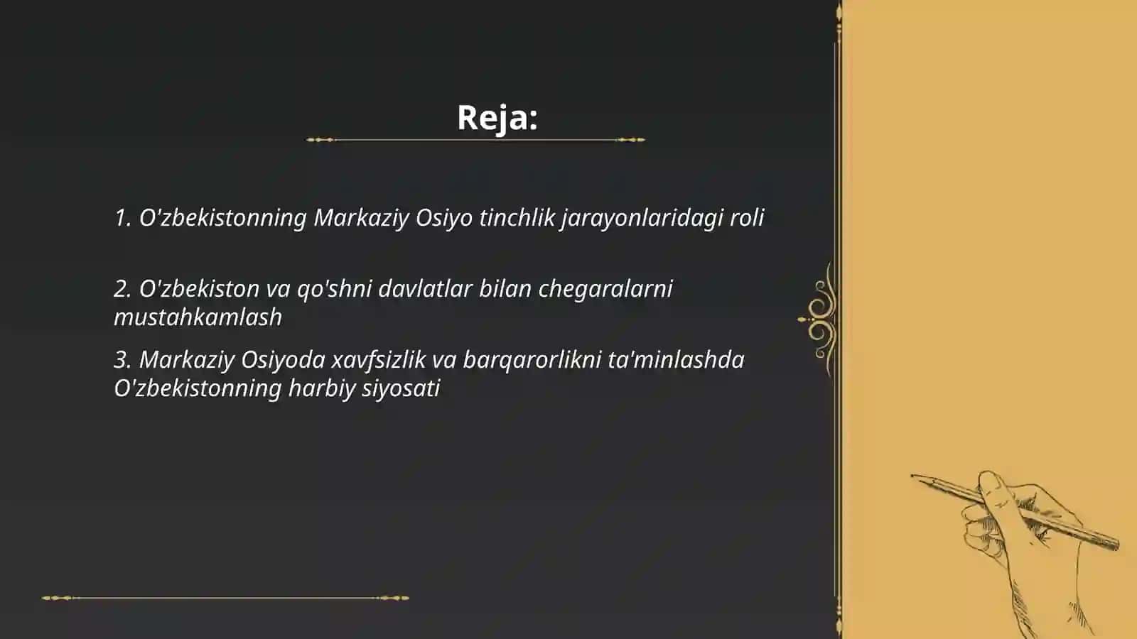 O'zbekiston Markaziy Osiyoda tinchlik va barqarorlikni taminlashdagi ōrni 2