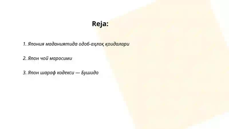 Япония маданиятида одоб-аҳлоқ қоидалари 2